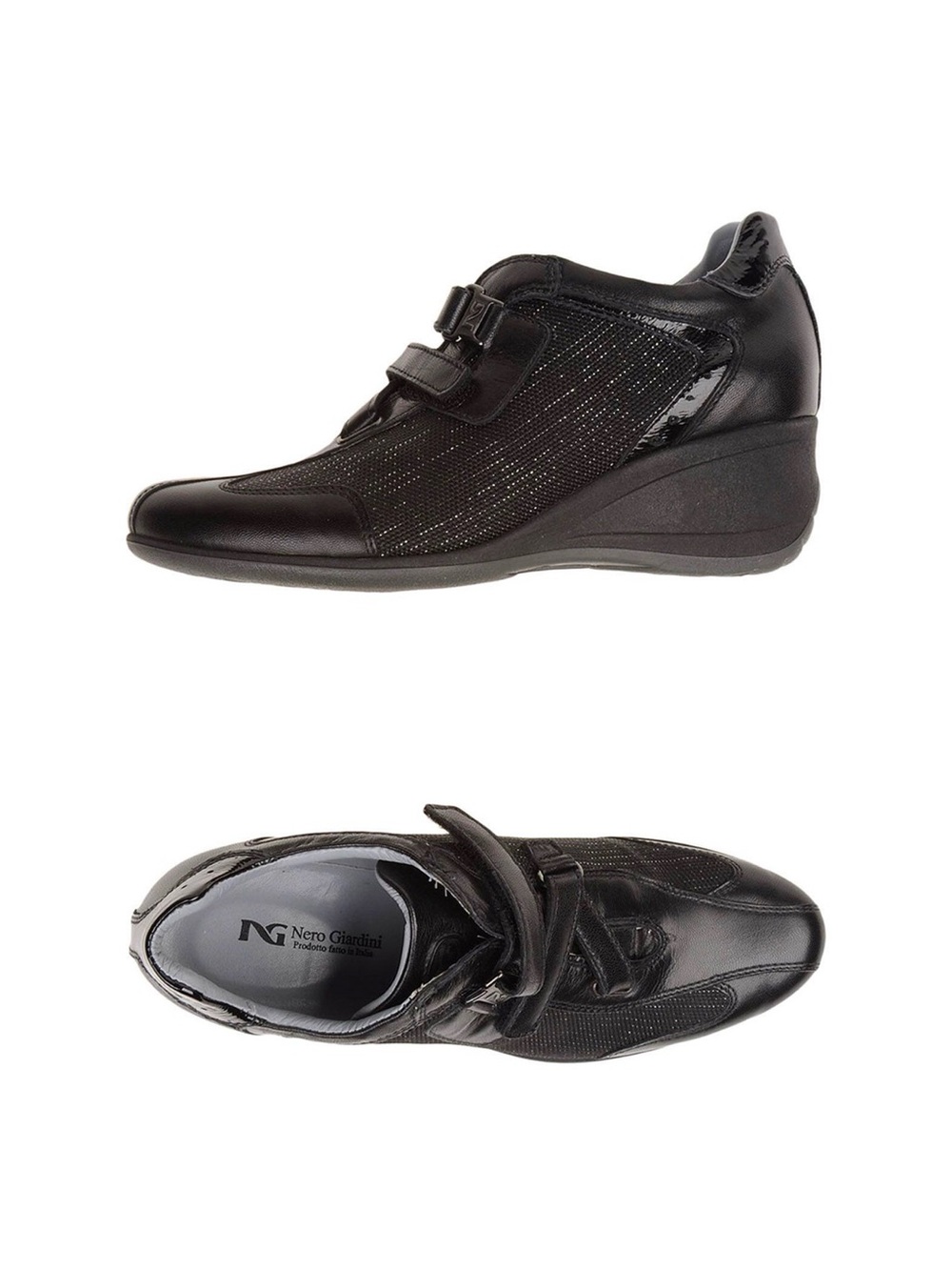 Nero Giardini Black Leather Wedge Sneaker
